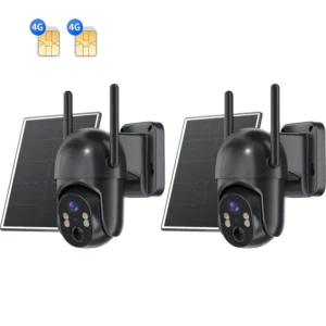 2-Pack 4G LTE Solar Security Cameras Outdoor Wireless -
